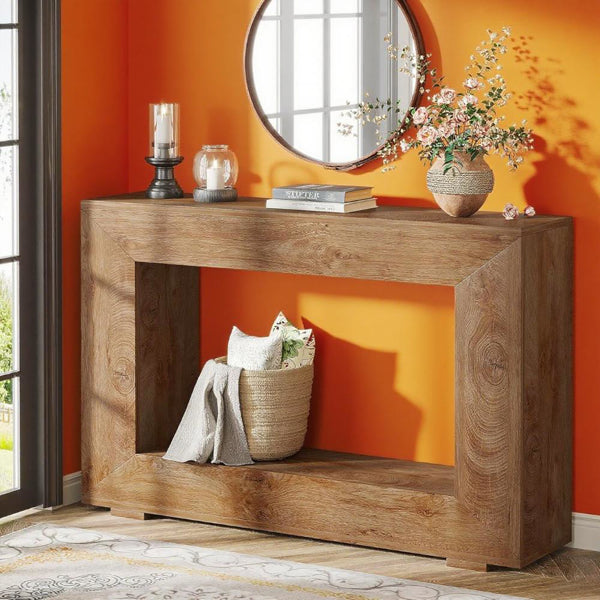 Vintage Wood Console Table Farmhouse Style