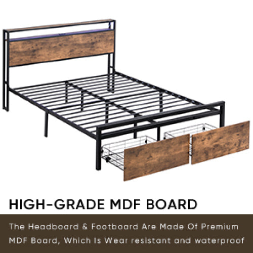 Gray LED Storage Bed