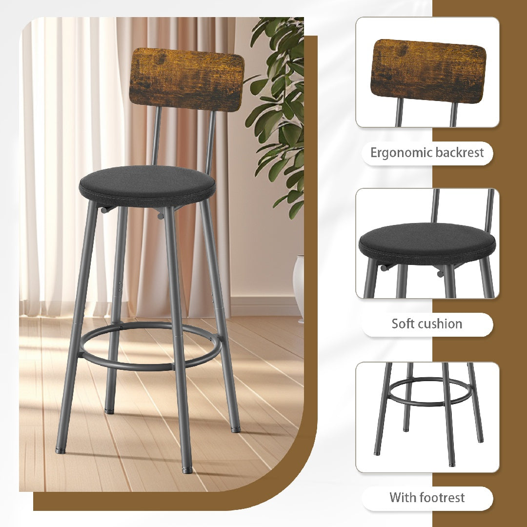 Only Supports Self Pickup-Long Dining Table Set With 3 PU Upholstered Bar Stools, Dining Table And Chairs Set, Industrial High Coffee Table And Back Chair