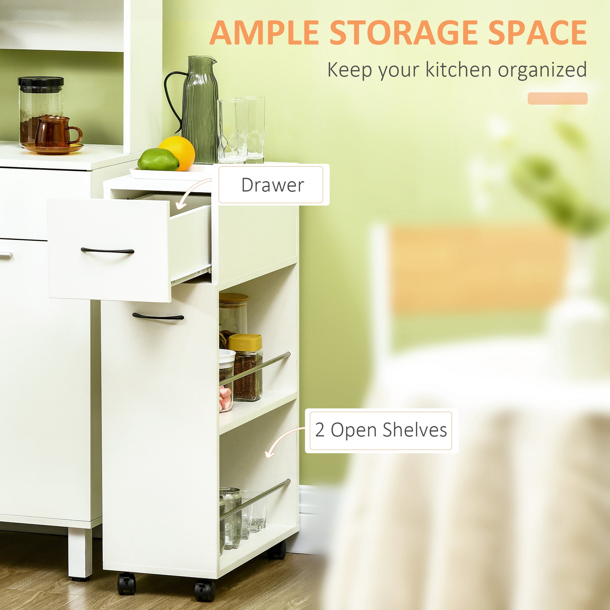 Rolling Narrow Storage Cabinet