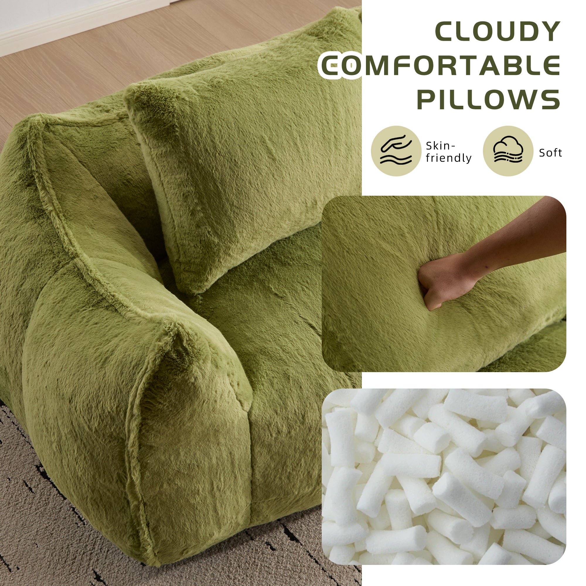 Green Fluffy Bean Bag