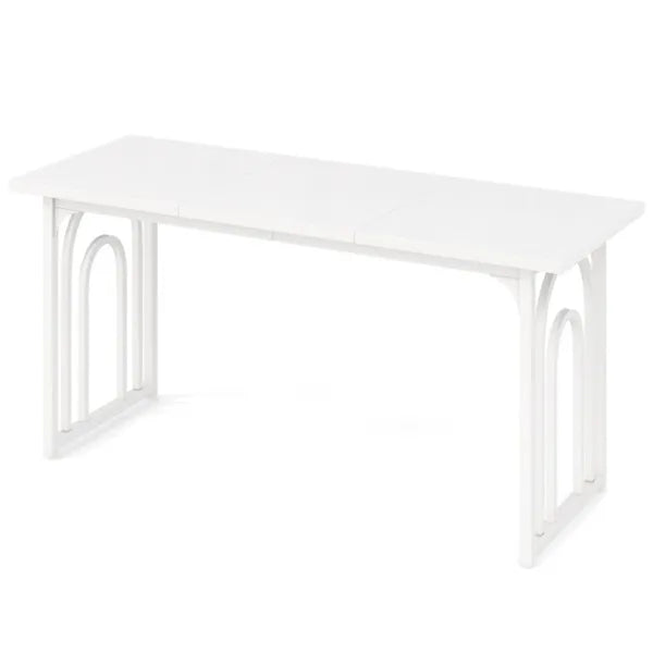 Spacious Rectangular Dining Table - 63"x24"x30", Adjustable Foot Pads, Waterproof Stain-Resistant Surface