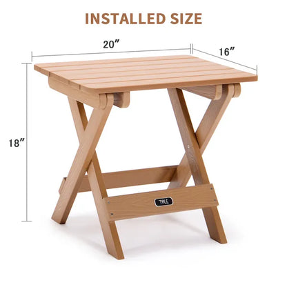 TALE Adirondack Portable Folding Side Table Square All-Weather And Fade-Resistant Plastic Wood Table Perfect For Outdoor Garden;  Beach;  Camping;  Picnics