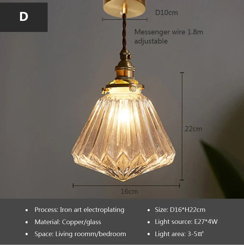 Retro Simple Brass Glass Ball Chandelier