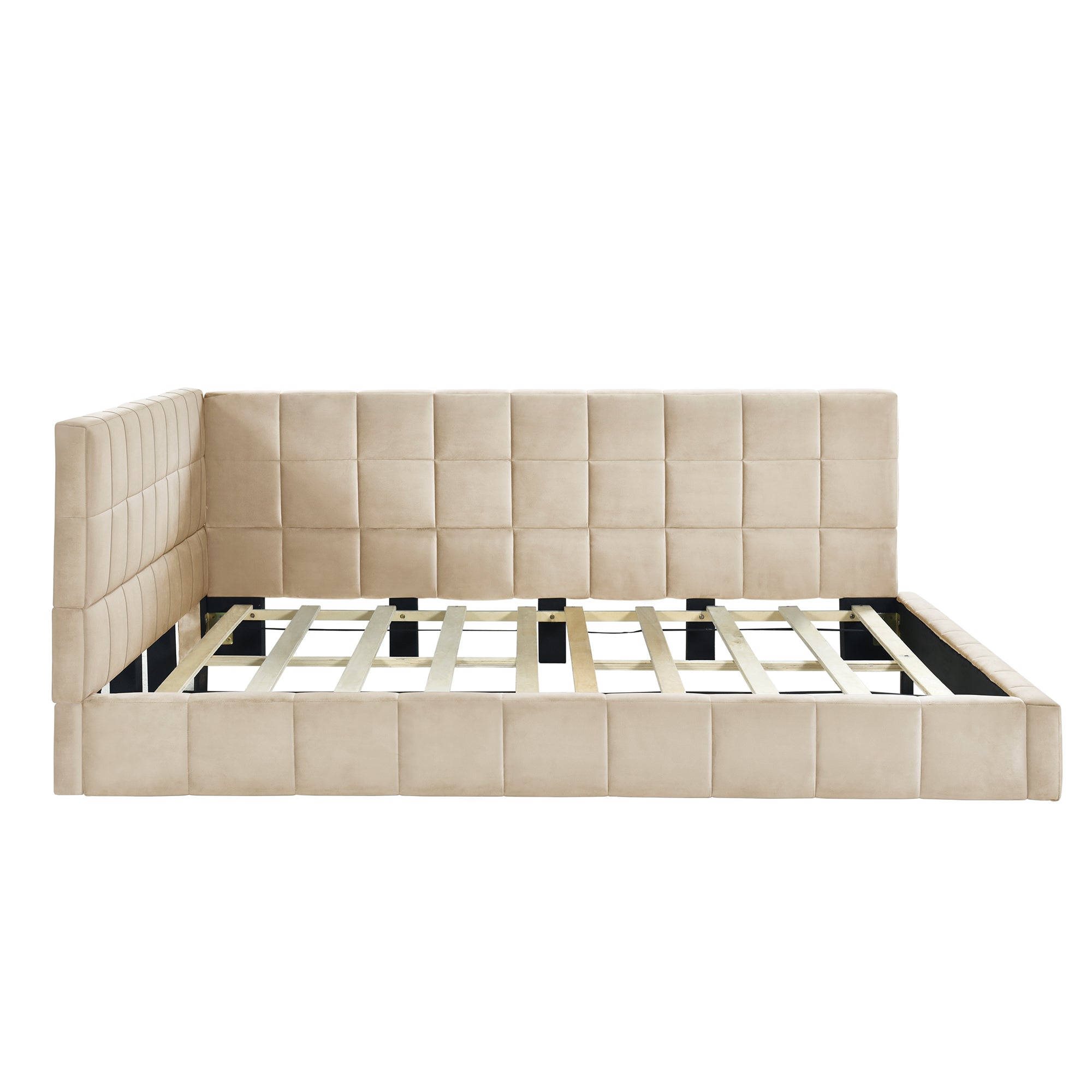 Beige Velvet Sofa Bed