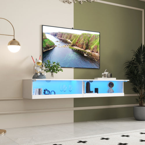 Wall Mounted TV Stand LED Charging Station Living Room