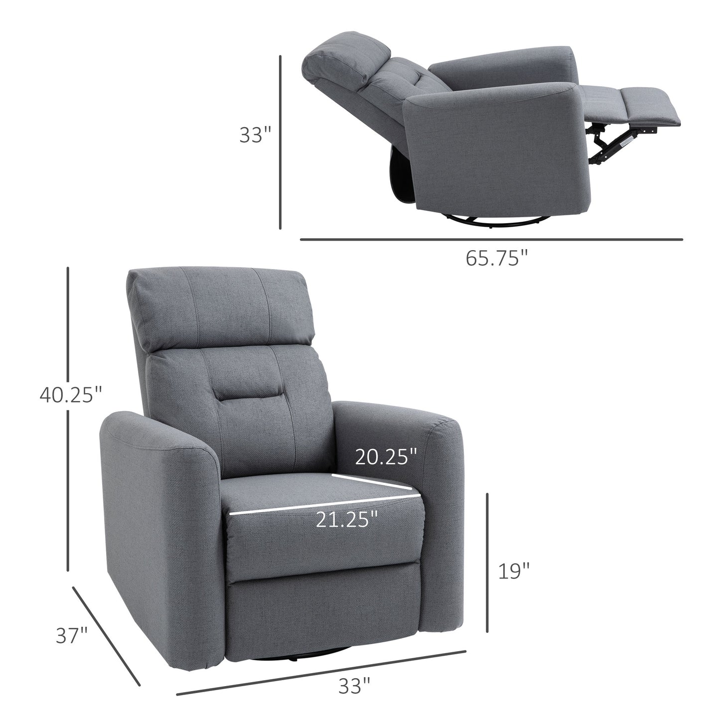 Manual Recliner Swivel Rocker Chair Theater Chair Single Sofa with for Living Room Bedroom