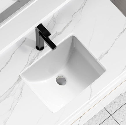 White Rectangular Undermount Basin