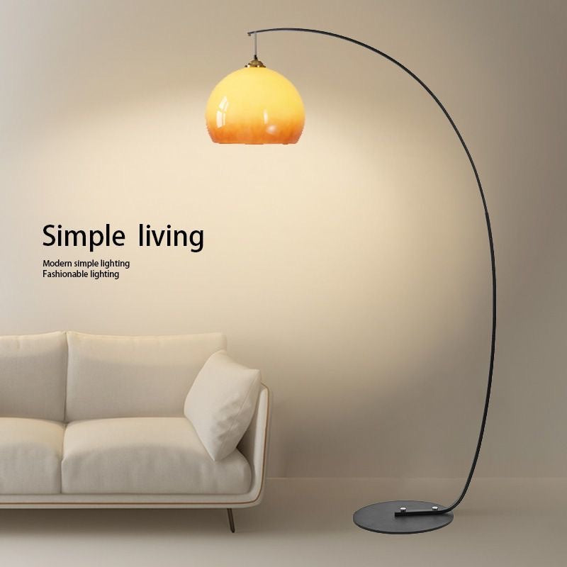 Sunset Yellow Glass Fishing Floor Lamp Living Room Decorative Lamp