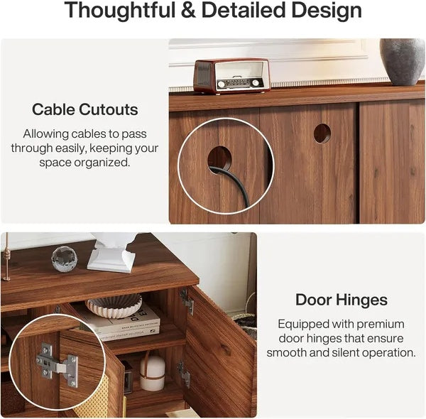 Walnut Rattan TV Stand
