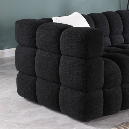 62.2length ,35.83inch Deepth ,human Body Structure For USA People, Marshmallow Sofa,boucle Sofa ,BLACK Color, 2 Seater