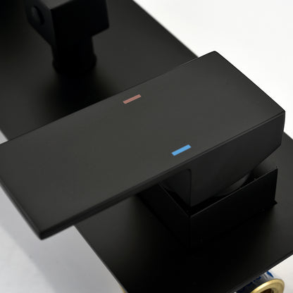 Brass Matte Black Shower Faucet With Shower System, 10 Inch Shower Head And Handheld Spray Bathroom Deluxe Faucet Combination