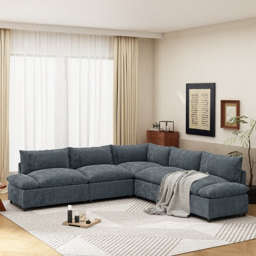 Gray Sectional Sofa Hidden Storage Dark Gray