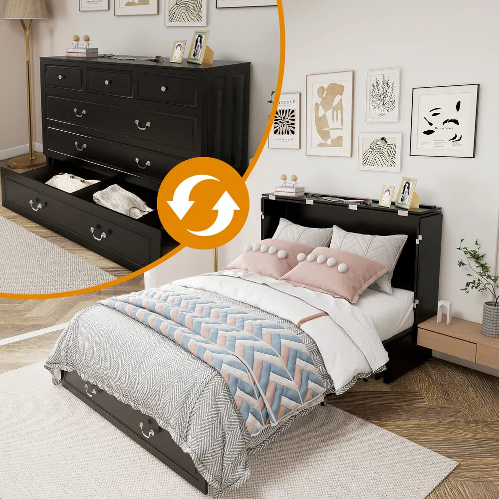 White Wood Murphy Bed