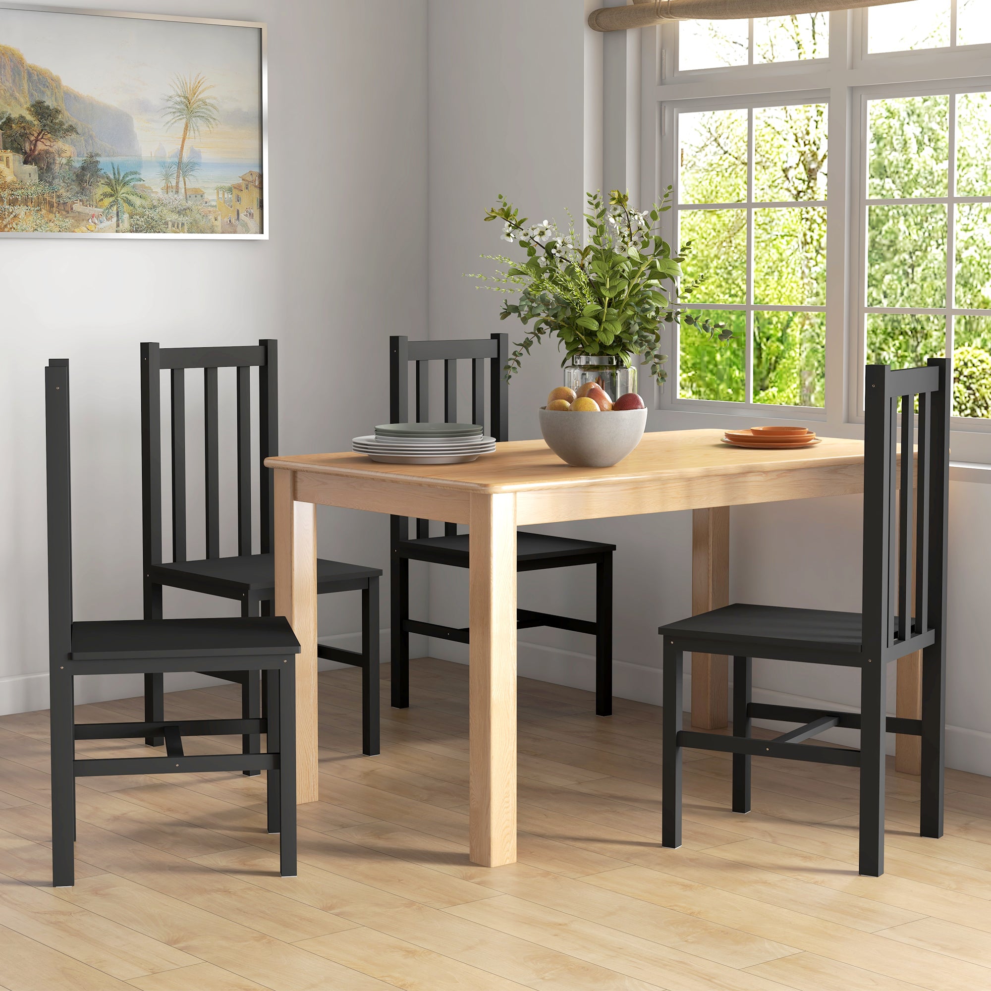 Wood Slatted Dining Chairs