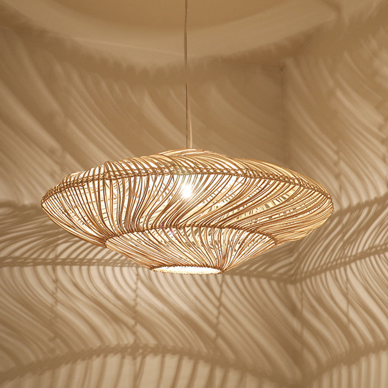 Chinese Zen Tea Room Rattan-weaved Ceiling Lamp