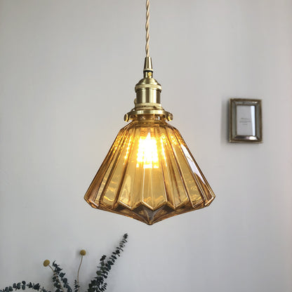 Japanese-style Brass And Glass Pendant Light