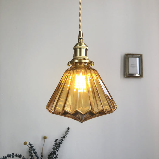 Japanese-style Brass And Glass Pendant Light