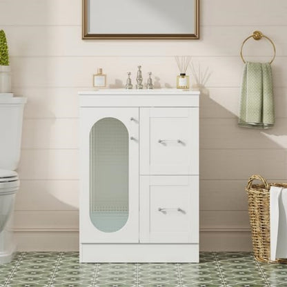 Bathroom Dressing Table With Basin, Dressing Table Sink Cabinet With Door, Independent Bathroom Storage Cabinet With Sink Set  No Mirror And Faucet