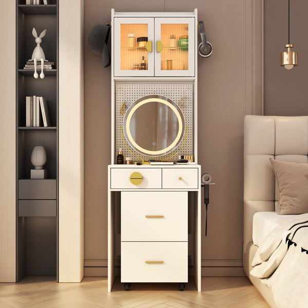 White Round Vanity Table