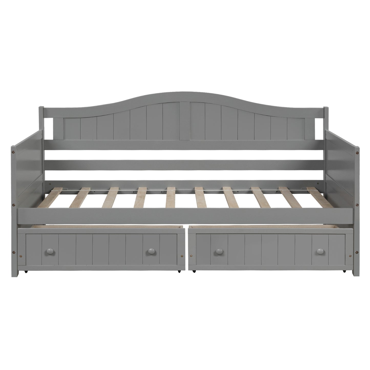 Twin Wooden Daybed With 2 Drawers, Sofa Bed, No Box Spring Needed - Gray