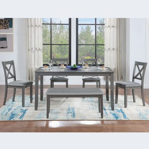 Wooden Dining Set 6 Piece Rectangular Kitchen Living Room