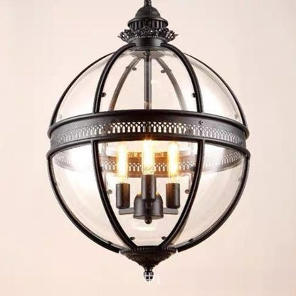 Retro Industrial Style Hotel Hall Bedroom Dining Room Round Glass Ball Chandelier