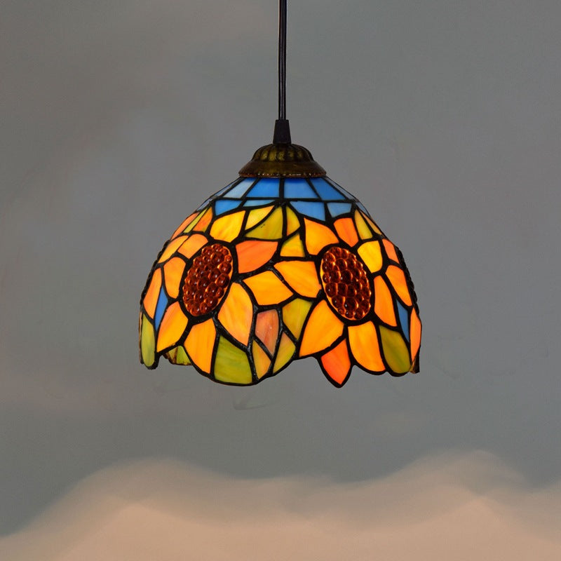 Retro Mediterranean Creative Stained Glass Chandelier