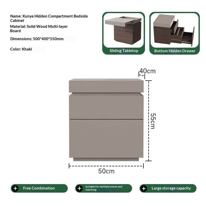 Simple Bedside Table Bedroom Multifunctional Hidden Compartment Storage Cabinet