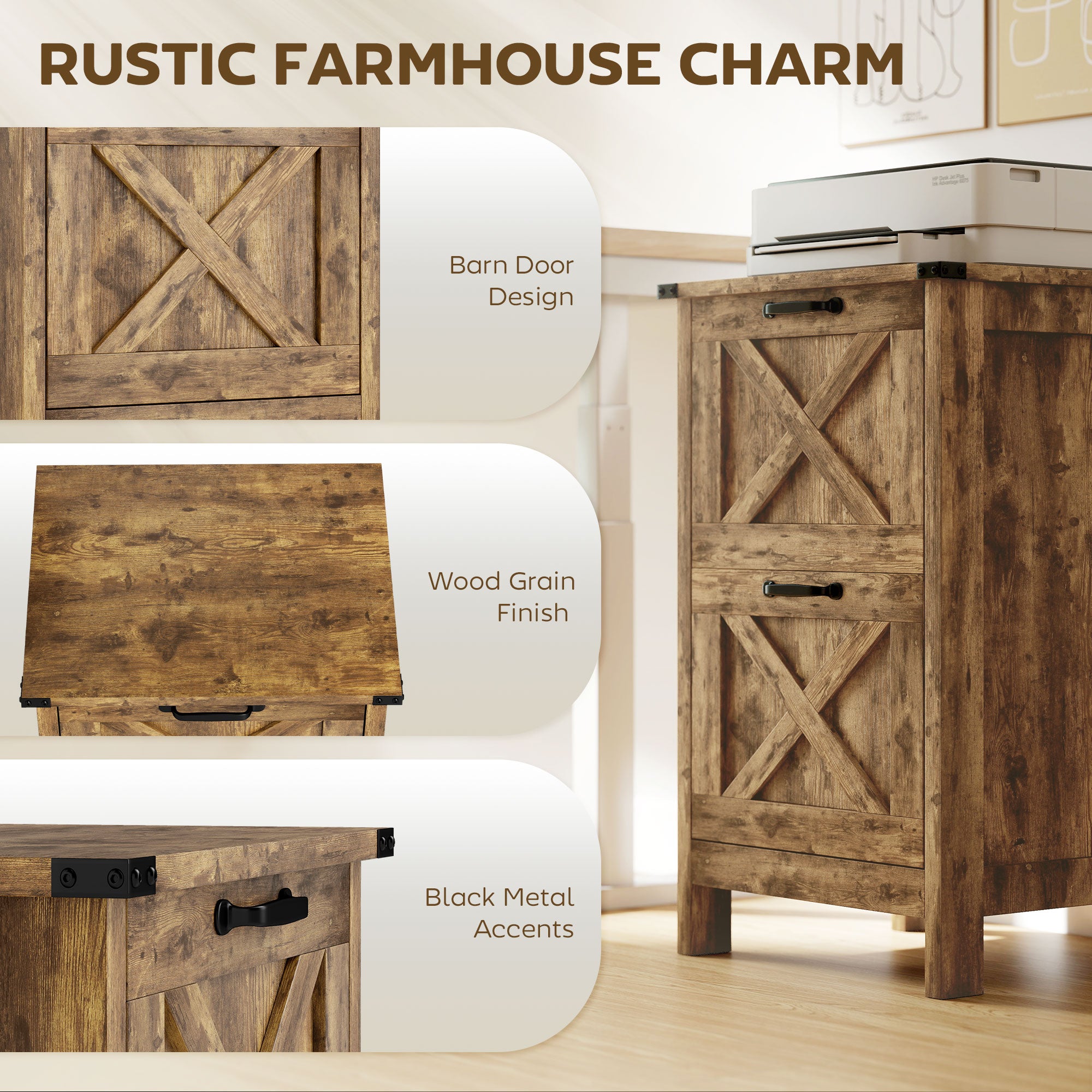 Rustic Brown File Cabinet