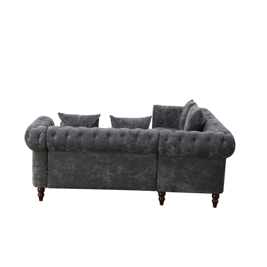 Black Flannelette Sofa Set