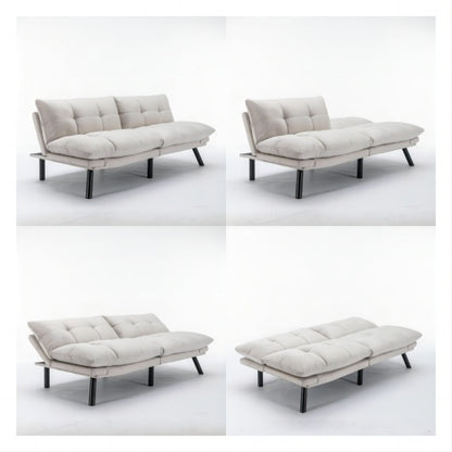 Cream Convertible Folding Modern Sofa Bed