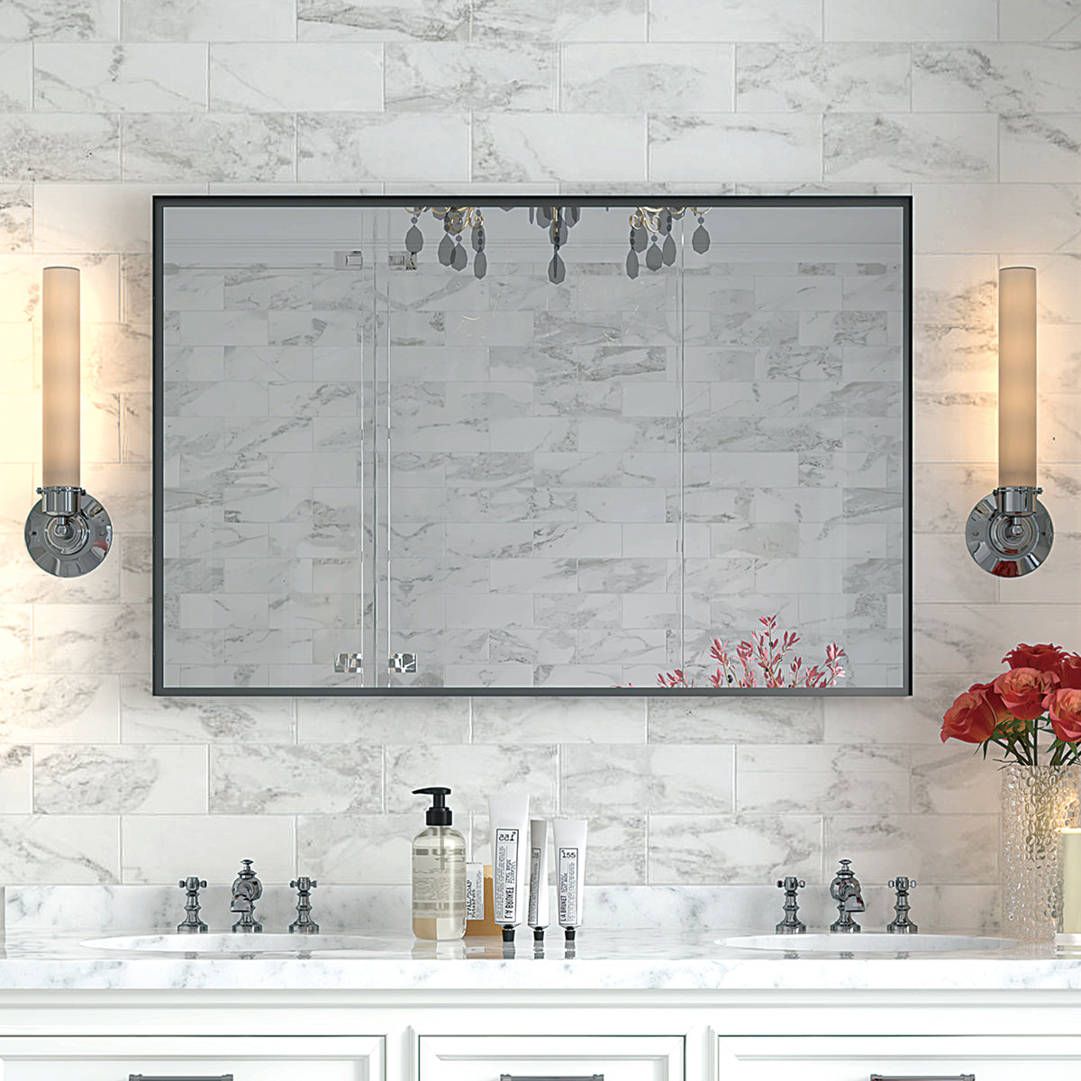 Black Rectangular Bathroom Mirror