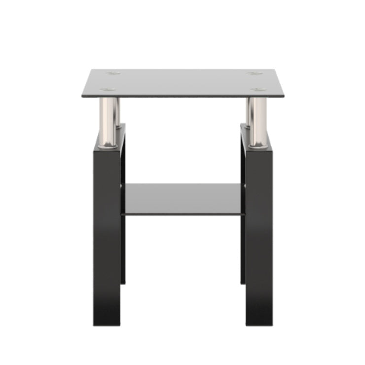 1-Piece Modern Tempered Glass Tea Table Coffee Table End Table, Square Table For Living Room, Black