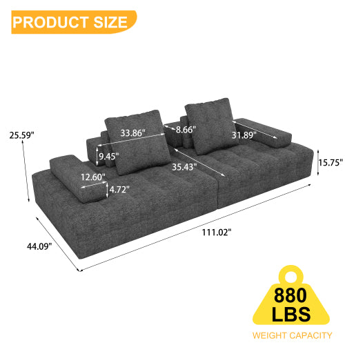 Grey Modern Loveseat Sofa