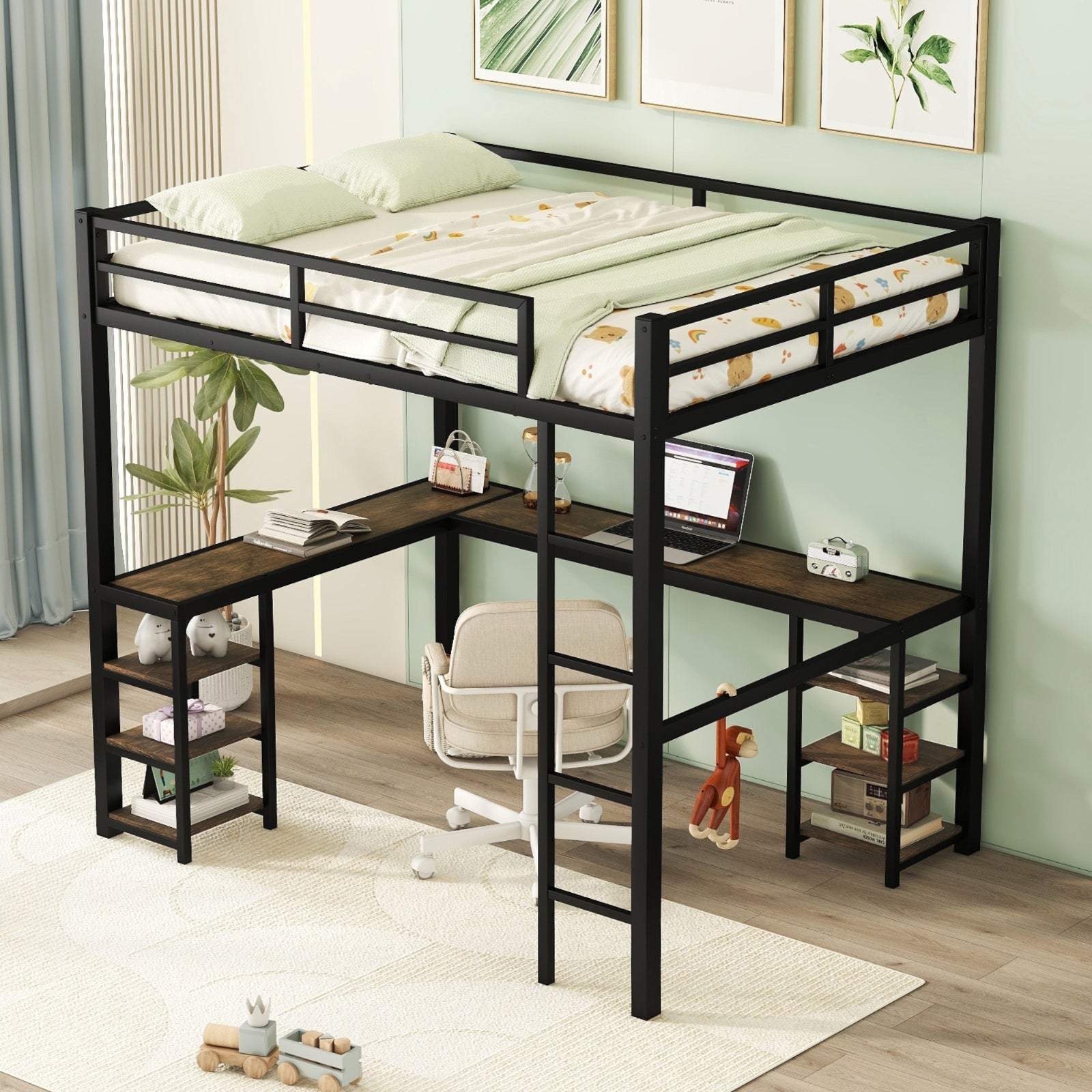 Black Metal Loft Bed