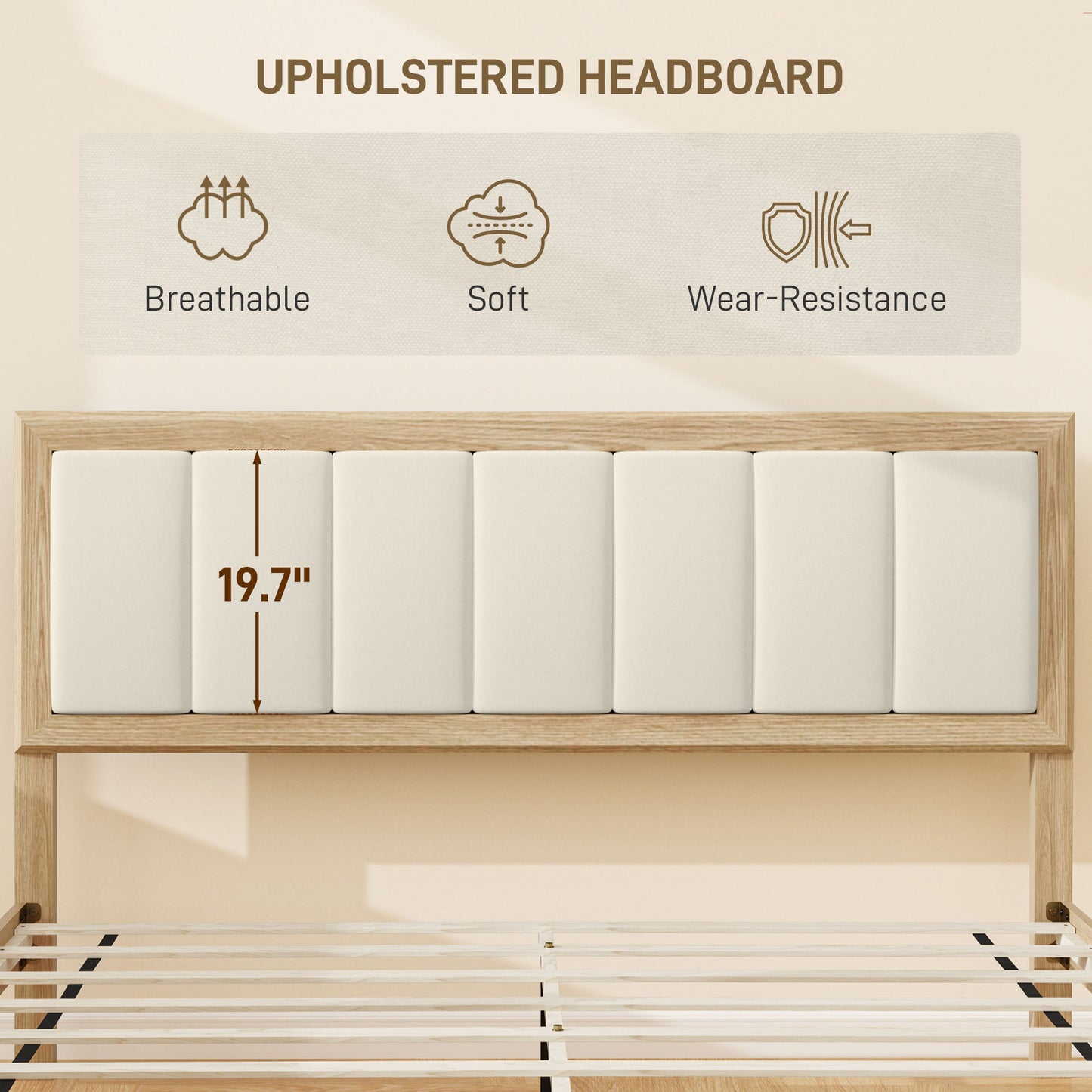 Full Bed Frame with Headboard Full Size Platform Bed Frame with Slats No Box Spring Needed Charcoal