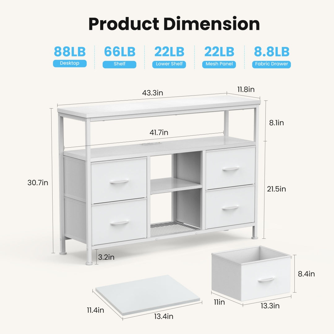 Black LED Drawer TV Stand