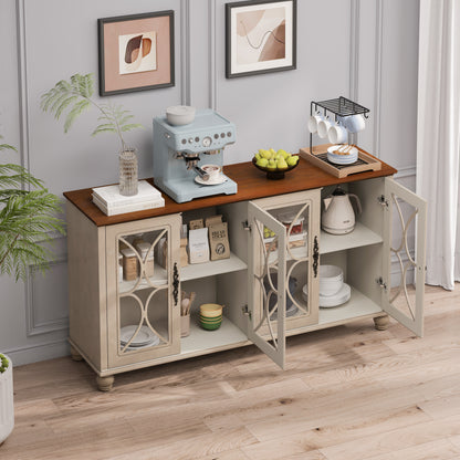 Beige Antique Glass Cabinet