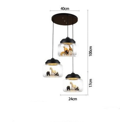 Creative Personality Cartoon Animal Children's Room Glass Chandelier