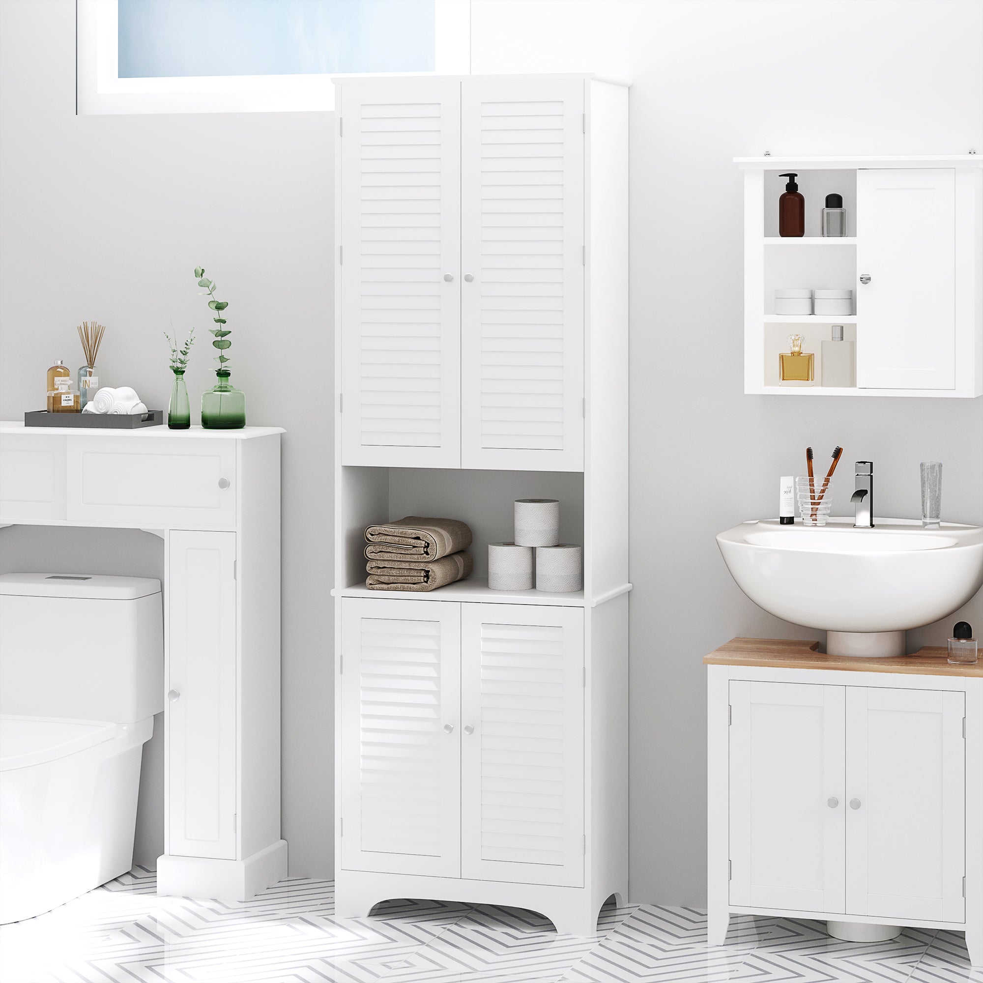 White Tall Bathroom Cabinet