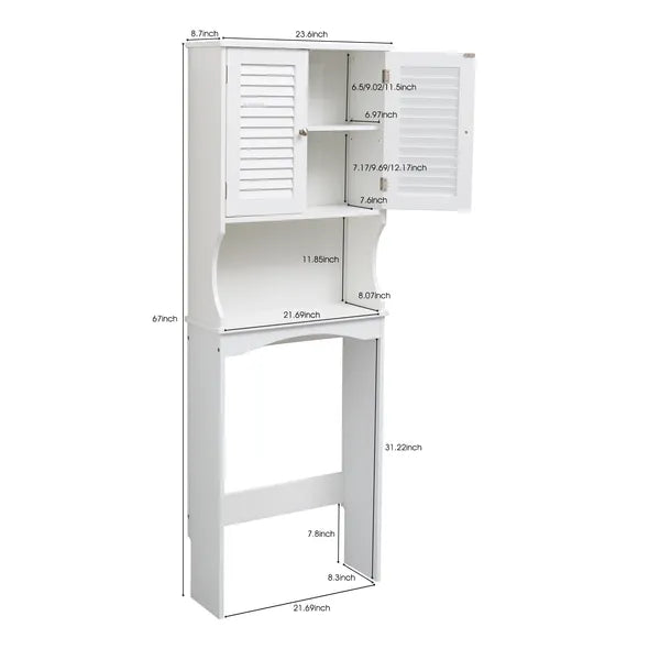 White Louvered Bathroom Cabinet