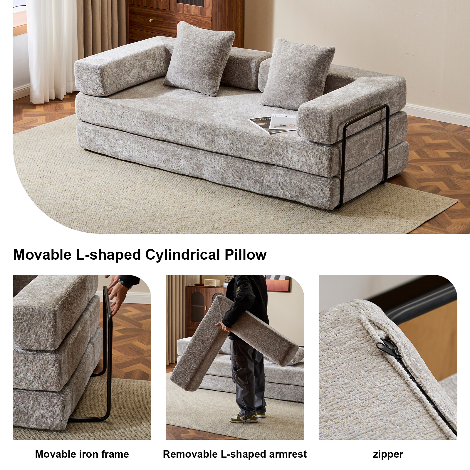 Grey Chenille Lounge Sofa