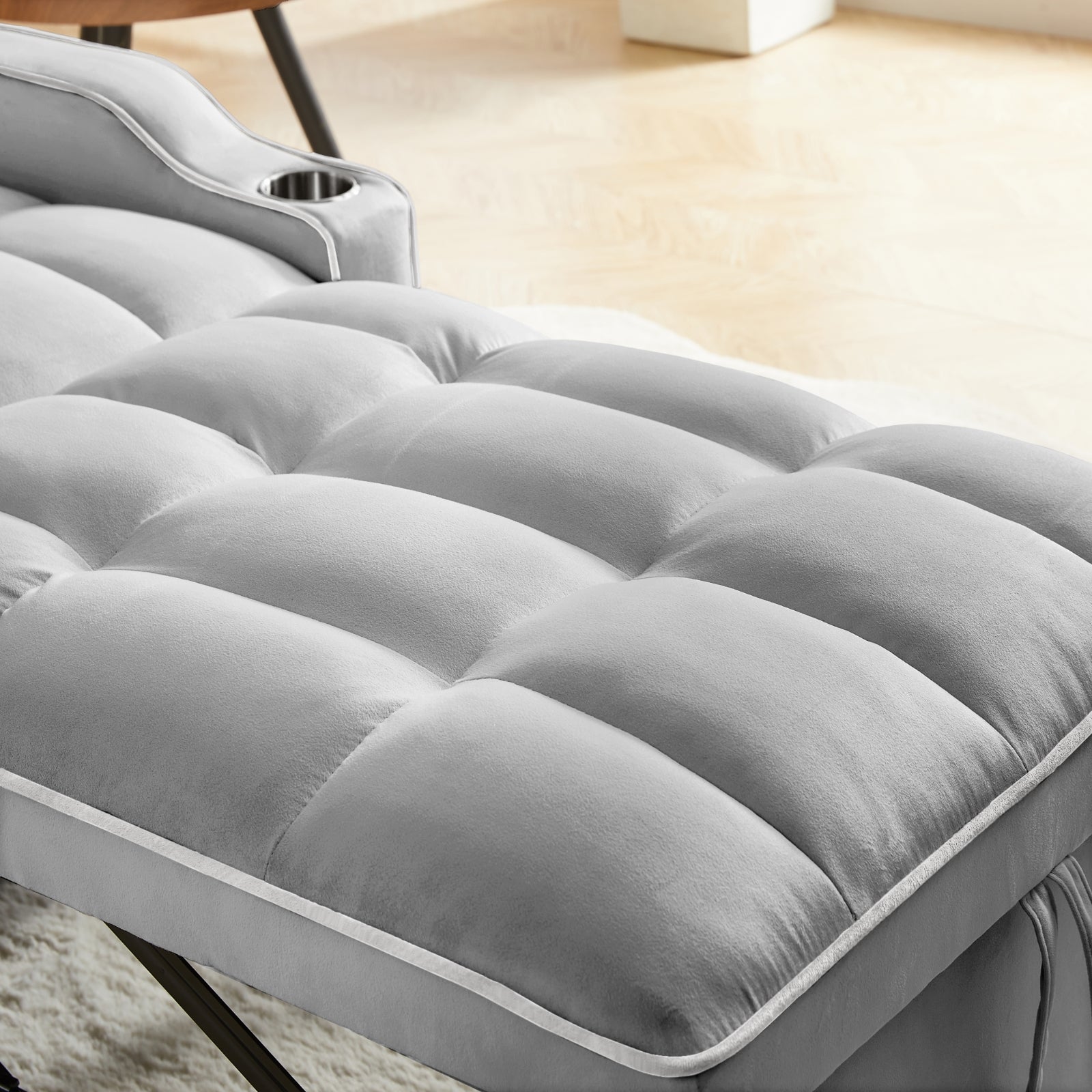 Grey Velvet Sleeper Chair