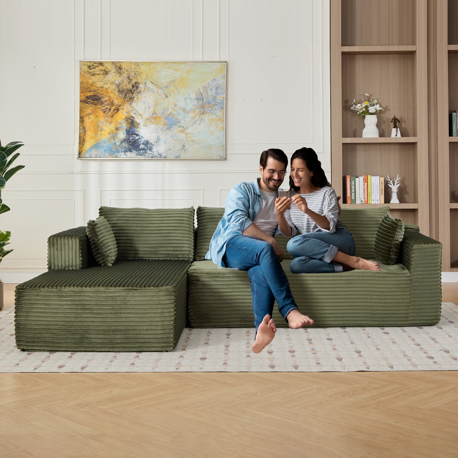 Corduroy Convertible Sectional Sofa