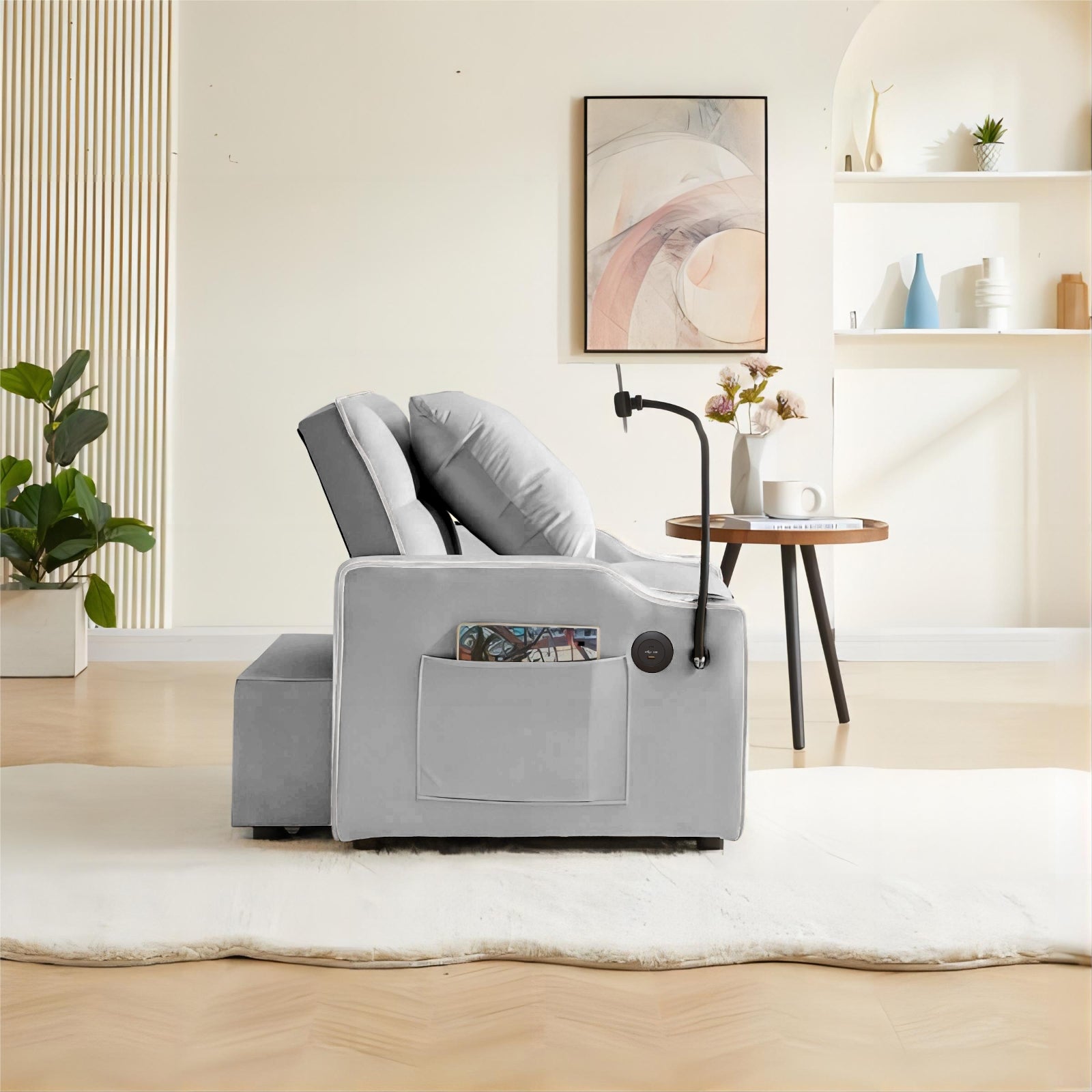 Grey Velvet Sleeper Chair