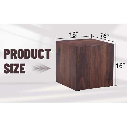 16x16x16 Inch Walnut Wood Grain MDF Coffee Table - Luxurious Design, Perfect Living Room Accent.Cube Fashion Texture Design Coffee Table, Suitable For Various Situations And Scenes