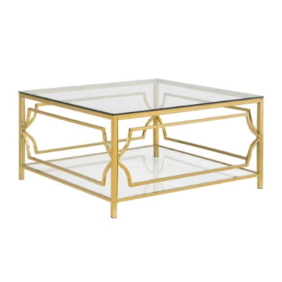 Gold Geometric Glass Table