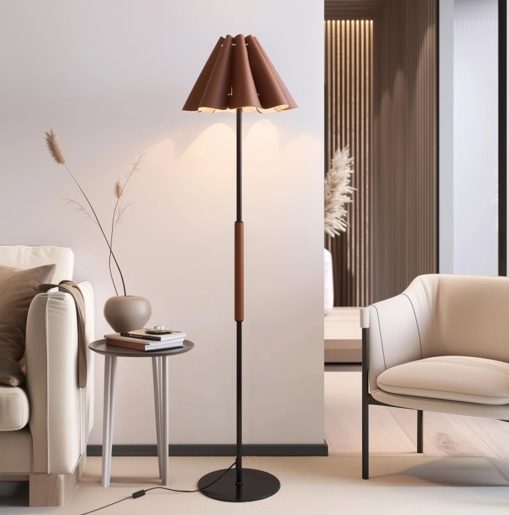 Leather Contemporary Floor Lamp