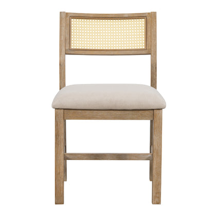 TREXM 6-piece Retro Farmhouse Style Dining Set, Rectangular Table And 4 Upholstered Chairs With Ratt